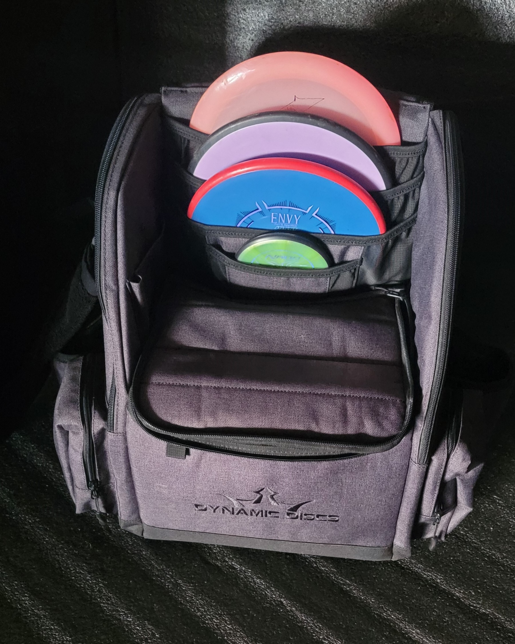 Filled disc golf bag